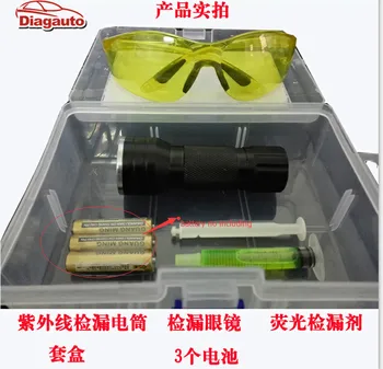 

3-in-1 Automotive Air Conditioning Repair Tool Kit Leaks Flashlight Kit R134a R410 R12 Car Fluorescent Oil with Leak Glasses