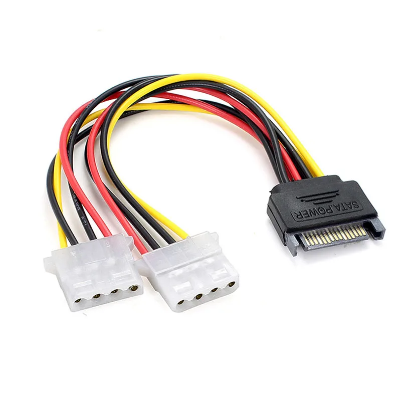 15 Pin SATA Male to 2 Female 4 Molex IDE HDD силовой кабель жесткого диска|Компьютерные кабели и