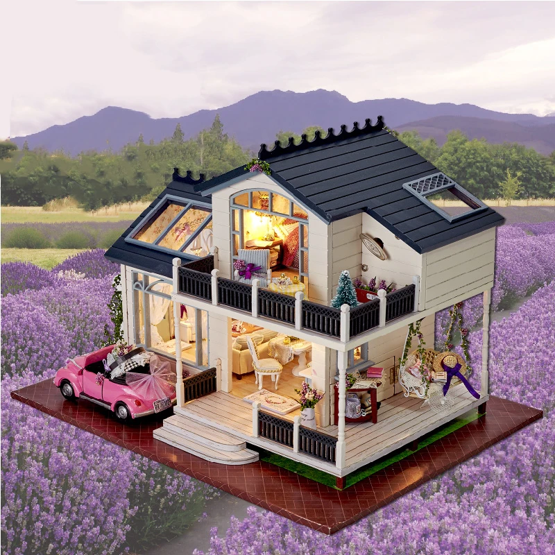 

SLPF DIY Doll Houses Wooden Mini Villa Model Building Children Toys Furniture Miniature Crafts Kids Birthday Gifts Girl New J13