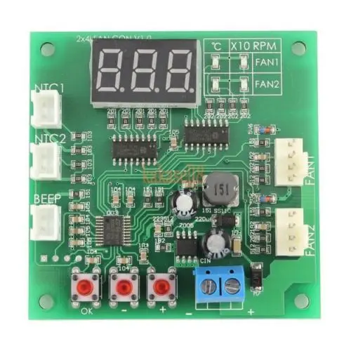 DC 12 V 24V 48V 2-полосная 4-провод PWM Контроль температуры компьютера Скорость вентилятора Управление;