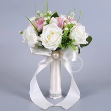 Из искусственного шелка свадебные букеты для невесты портбукет с цветами ручной работы Свадебный букет невесты аксессуары красный королевский синий