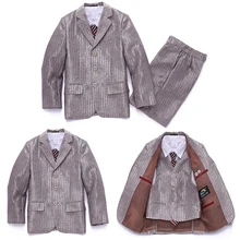2015 Fall Blazers jackets set for Baby boys Formal suit Children Gold stripe Wedding clothes Kids suits Boys Lounge suit