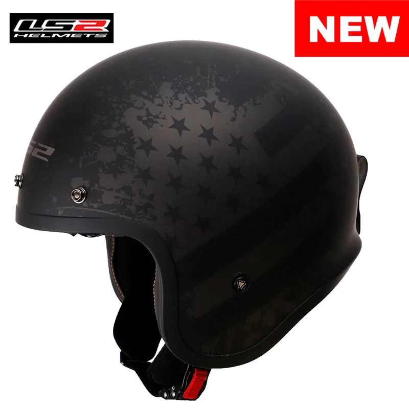 LS2 Spitfire OF599 реактивный мотоциклетный шлем 3/4 Cruiser Touring скутер Casco Moto Casque cask Capacetes De Motociclista - Цвет: Matt Black Star