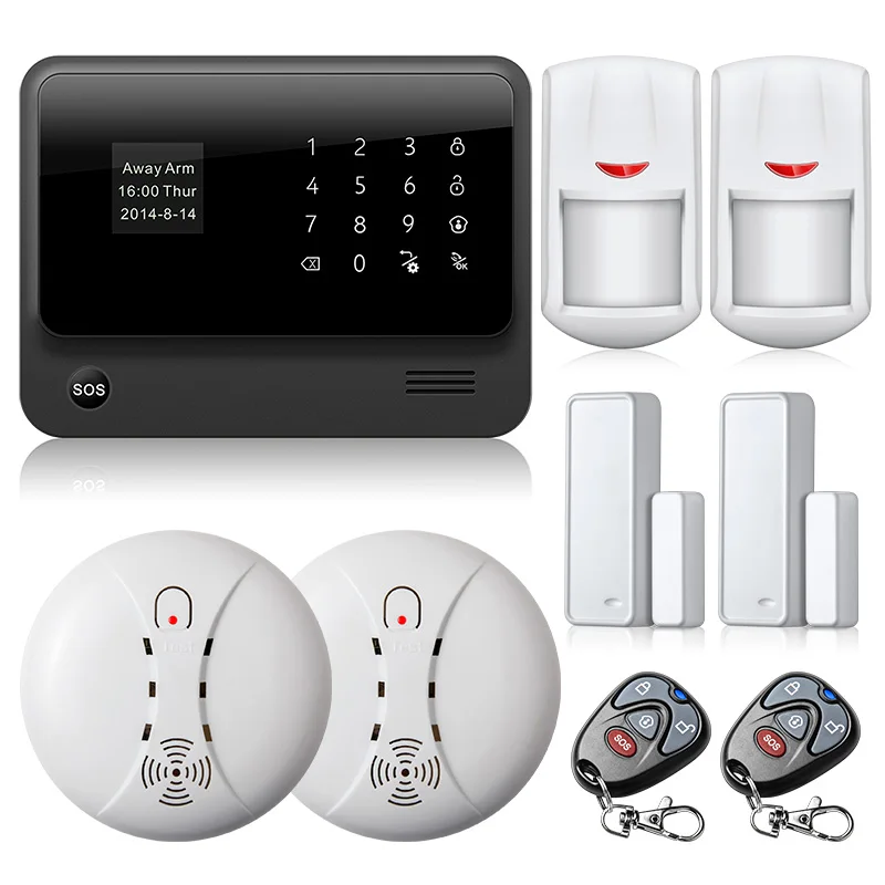 Door Close Reminder WiFi Alarm System GSM Alarm System Black Alarm Systems Security Home  Smoke Detector PIR Detector