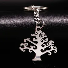 10 PCS Edelstahl Keychain Baum des Lebens Silber Farbe Schlüssel Ring Frau Schmuck llaveros personalizados chaveiro Großhandel WK6B(China)