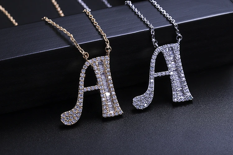 YANMEI 2 цвета Алфавит буквы А до М кулон цепи ожерелье для женщин Горячая Распродажа кубическое ожерелье с фианитами цепи ювелирные изделия YMD1227
