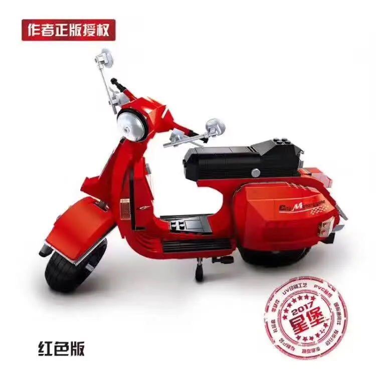 XINGBAO 03002 732 шт. Оригинальные творческие технические классические серии Vespa P200 мото строительные блоки кирпичи мальчик игрушки модель - Цвет: Red