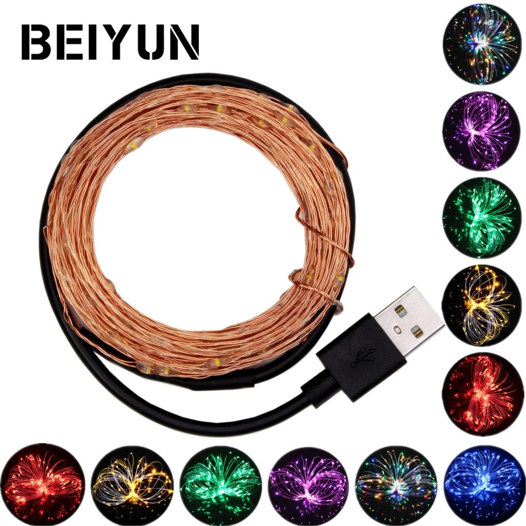 DC 5 в м 10 USB зарядное устройство светодиодный светильник с питанием от RGB медная