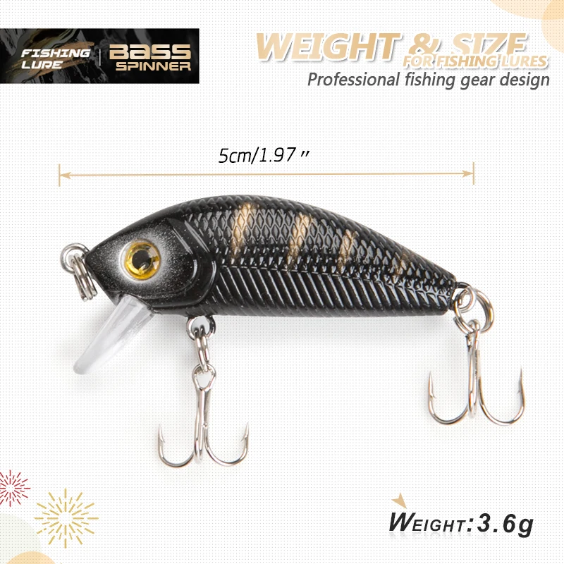 DONQL Minnow Hard Bait Wobblers Crankbait Fishing Lure 5cm 3.6g Artificial Swim bait Fishing Lures With Sharp Hooks Pesca Tackle (7)