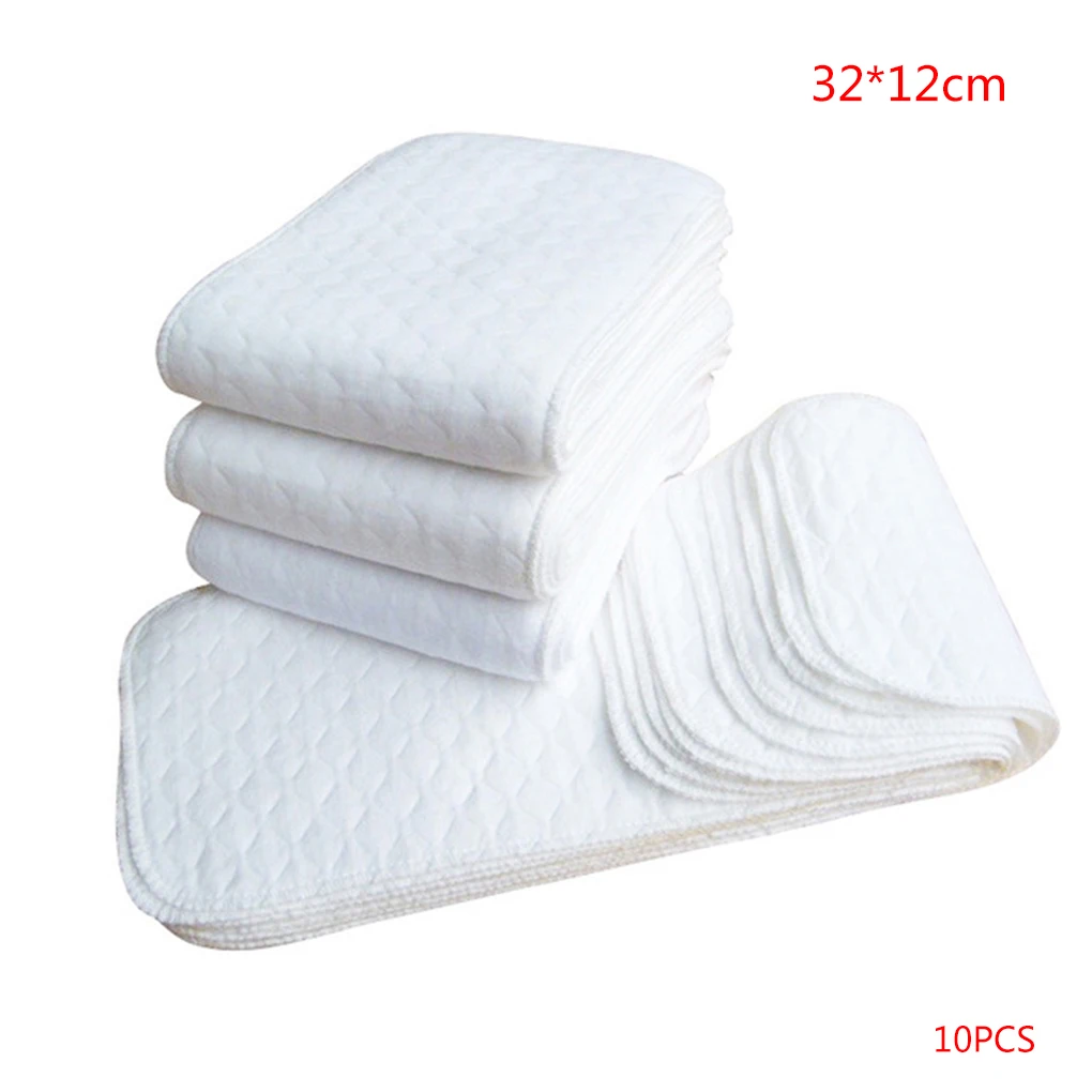 

10PCS Reusable baby Diapers Cloth Diaper Inserts 1 Piece 3 Layer Insert 100% Cotton Washable Baby Care Products