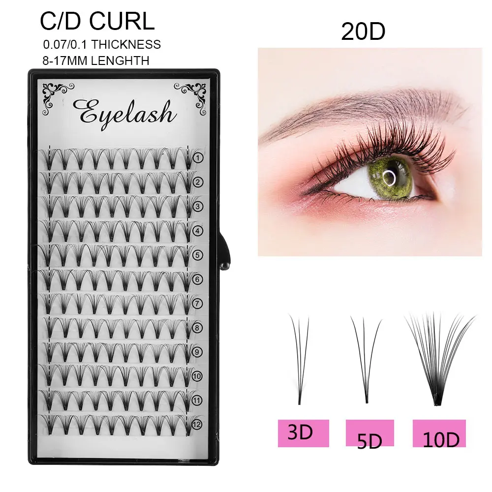 

Semi Permanent Natural Individual Eyelashes 3D Russia Premade Volume Fans Lash Extension C D Curl Mink Quickly Graft Lashes