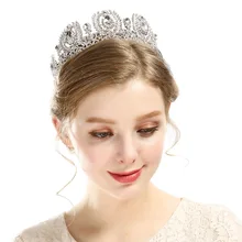 New Pearl Rhinestone Crown For Women Hairwear Fashion Silver/Gold Hair Accessories Queen Princess Bridal Tiaras Wedding Jewelry