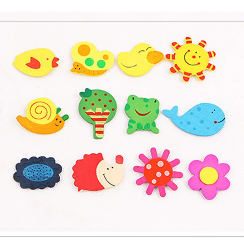 

12pcs/Set Wooden Toys Magnetic Fridge Stickers Puzzles Colorful Cartoon Animal Toys for Children Baby Learning Education Toys