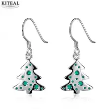 KITEAL посеребренные женские серьги Рождественская елка падение с Рождеством подарок серьги-каффы дисплей