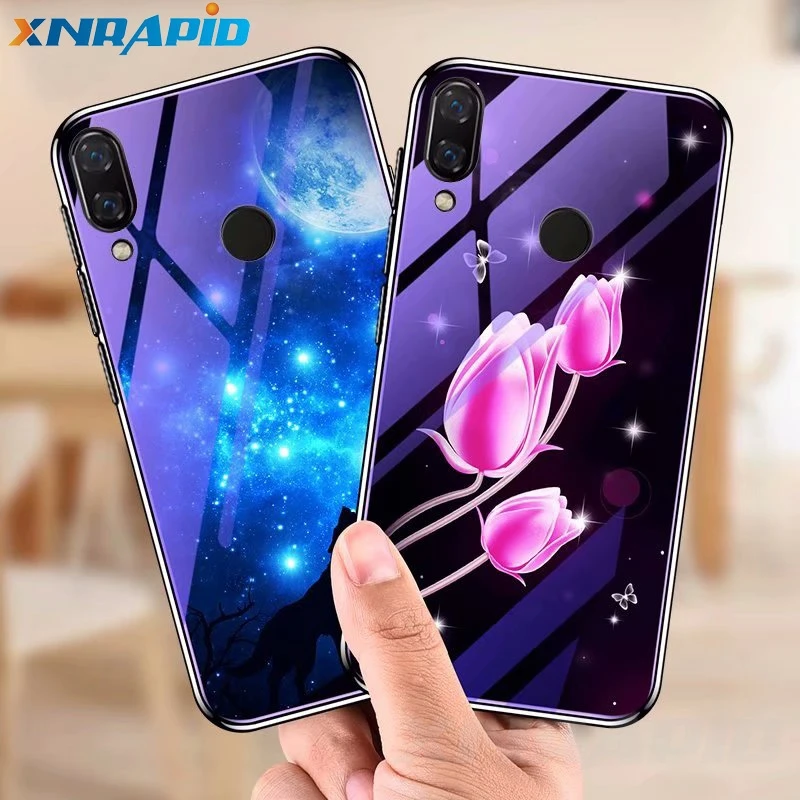 Для XixoMi Mi8 Mi9 SE Redmi 6A 7 Note 7 6pro Взрывозащищенная синяя задняя крышка из закаленного стекла
