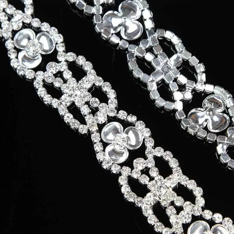 $92.7 10Yards Rhinestone Clear Crystal Applique Silver Wedding Bridal Costume Sewing Trims