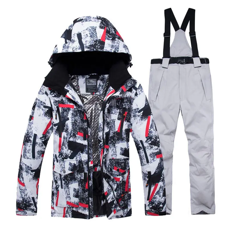 

Jacket + Strap pant Sets Men's Snow suit outdoor sports Clothing snowboarding sets waterproof windproof winter Costume Ski Wear