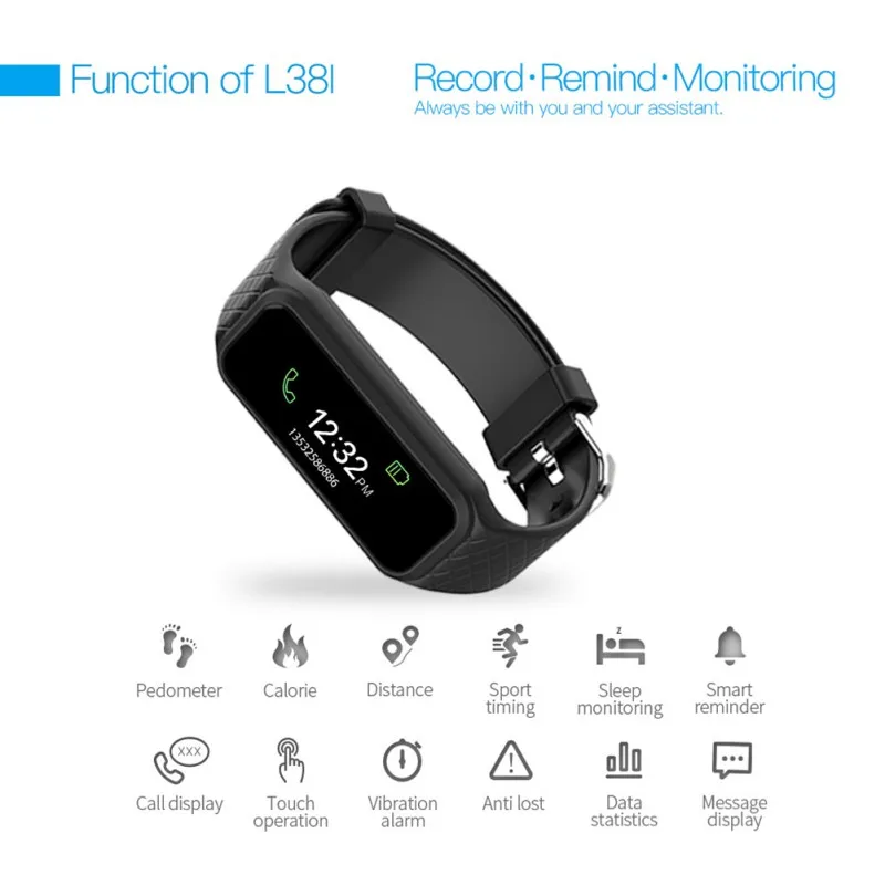 

Smart Wrist Band Sport Bluetooth Waterproof Smartband Dynamic Heart Rate Monitor Full Color TFT-LCD Screen Smartband Bracelet