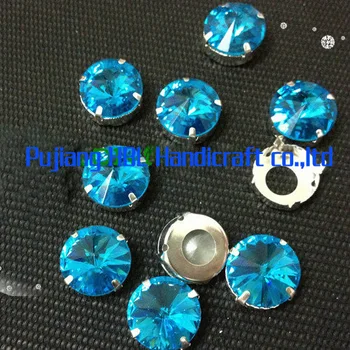 

14mm 50pcs/lot Sky Blue Crystal Satellite Stone Beads Crystal Silver With Metal Claws Shade Stones