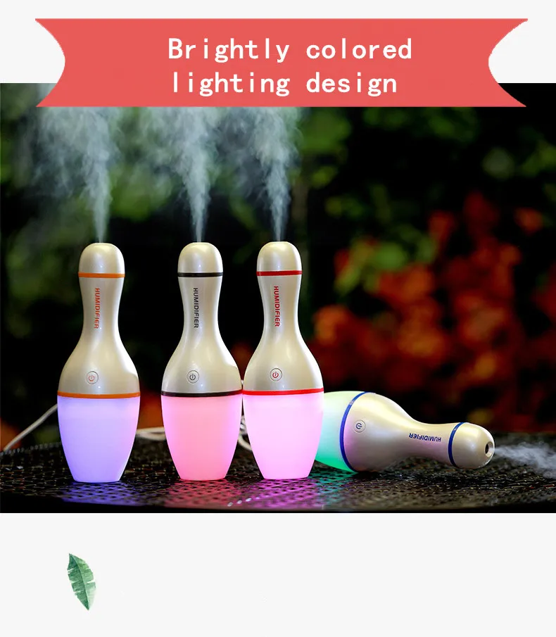 

NEW!!Air Humidifier Aroma USB 5V Bowling Bottle Led Lamp Light Air Diffuser Mist Maker Aromatherapy Ultrasonic Diffuse SPA Home