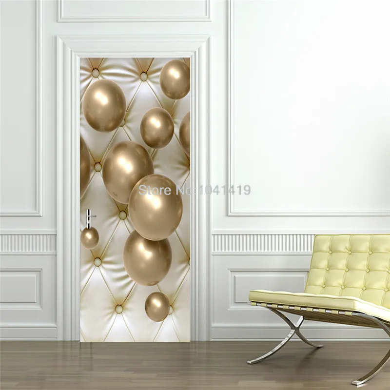 European Style 3D Stereo Golden Ball Photo Murals Wallpaper Living Room Bedroom Hotel Luxury Door Sticker Creative DIY Wallpaper