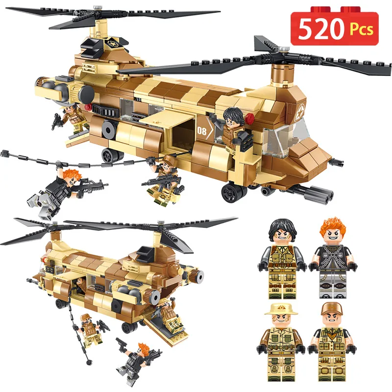 

Military Series Weapon Compatible Legoingly Boeing CH-47 Chinook Helicopter Blocks Enlightening fun Bricks Toy for Children
