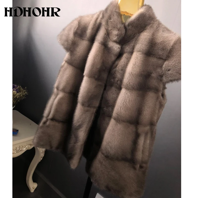 HDHOHR новые женские меховые пальто из натурального меха норки короткие модные теплые зимние меховые куртки верхняя одежда Меховая парка для женщин