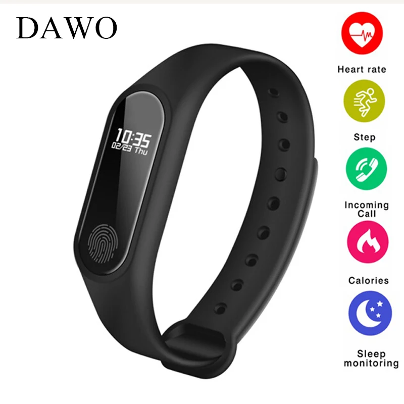 

DAWO M2 Fitness Bracelet Activity Tracker IP67 USB Waterproof Heart Rate Monitor Sleep Pedometer Alarm Smart PK K1 F1 miband 2
