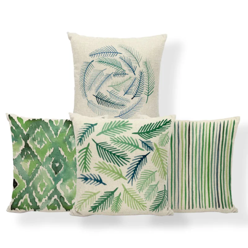 

Leaves Kidney Fern Line Cushion Plant Diamond Geometry Pillows Rustic Country Man Cave Decor Home Throw Pillow Case Small Burlap