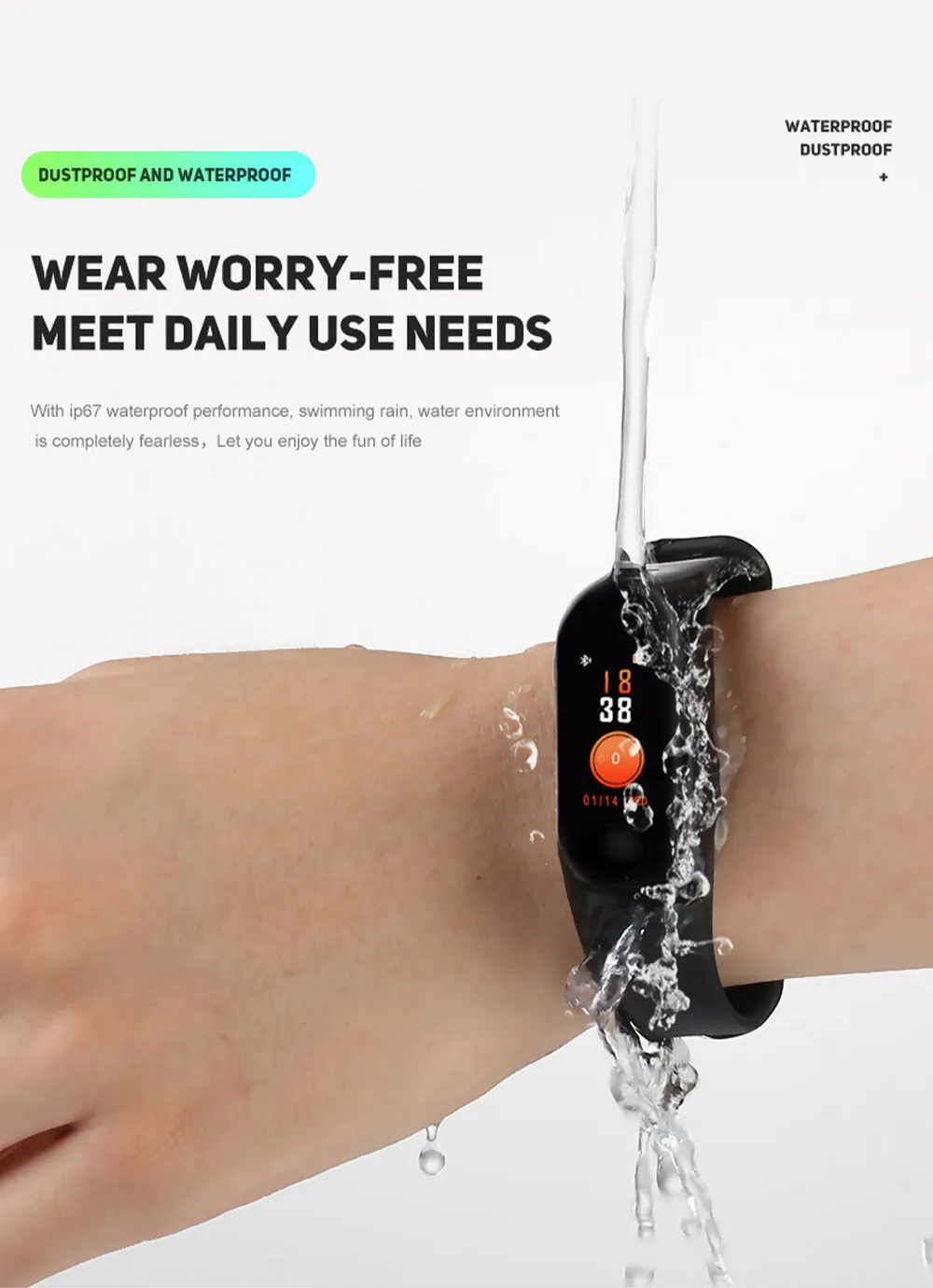 M3 montre intelligente Bracelet Bracelet Fitness Tracker Messages rappel couleur écran étanche Sport Bracelet pour hommes femmes