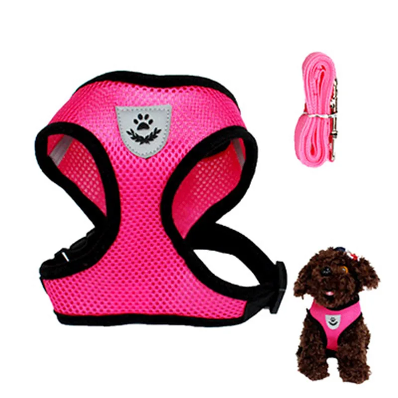

Pet Dog Mesh Vest Harnesses Leash Soft Breathable Comfortable Vest Traction Set Cat Dog Chest Straps Puppy Clothes Accessories