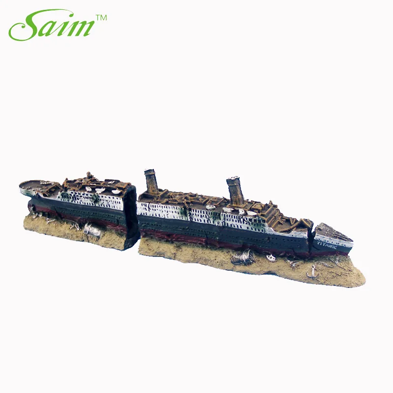 Saim Titanic Lost Wrecked Boat Ship Aquarium Decoration Fish Tank Resin