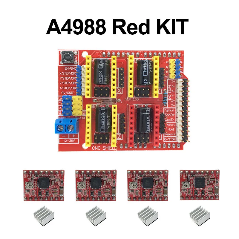 CNC щит V3 гравировальный станок 3d принтер+ 4 шт. A4988/DRV8825/AT2100 шаговый двигатель драйвер Плата расширения для Arduino UNO R3