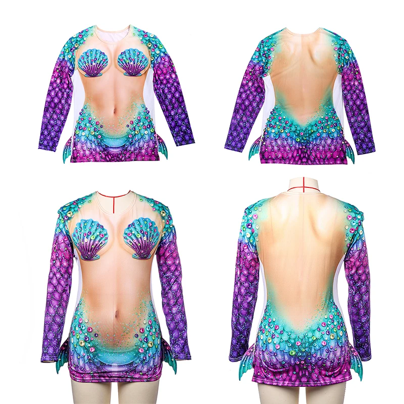 

Adult Mermaid costume little mermaid Tshirt clothing cosplay costumes hallowen costume for women Summer Top T-Shirt Short Sleeve