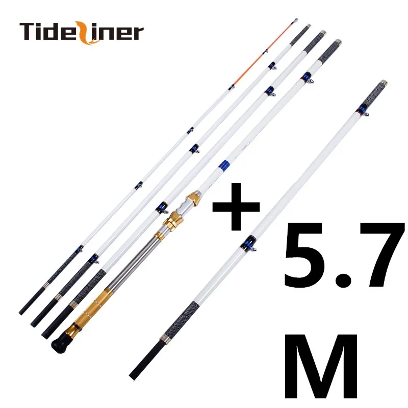 Tideliner Троллинг удочка Регулируемая 4,7 m-5,7 m удочки из высокоуглеродного волокна 5 секций сильная полная ручка для сиденья 500-800g