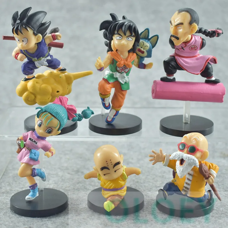 6 шт./компл. 3 дюйм (ов) Dragon Ball Z Сон Гоку Мастер Роши Чичи Krillin из ПВХ движущаяся