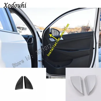 

Car Stick ABS Chrome Car Frame Inner A Column Audio Speak Sound Ring Circle Lamp Trim 2pcs For Hyundai Tucson 2019 2020