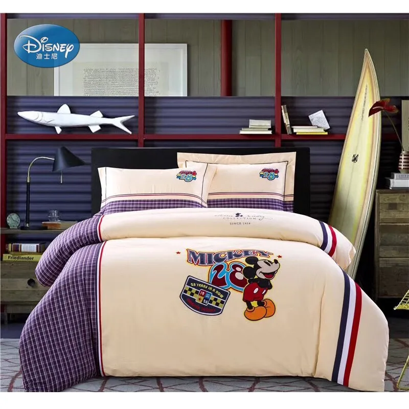 Disney Mickey Mouse Adult Kids Plaid Twin Double Queen Bedding Set