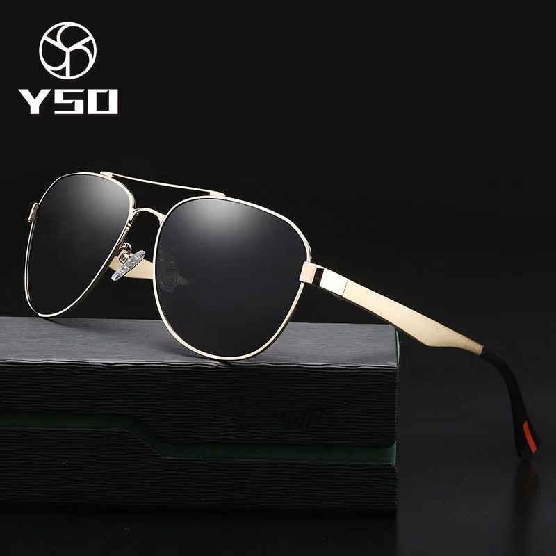 

YSO Men Sunglasses Vintage Polarized UV400 Aluminium Frame HD TAC Lens Sun Glasses Sunglasses Men Pilot Accessories For Men 3003