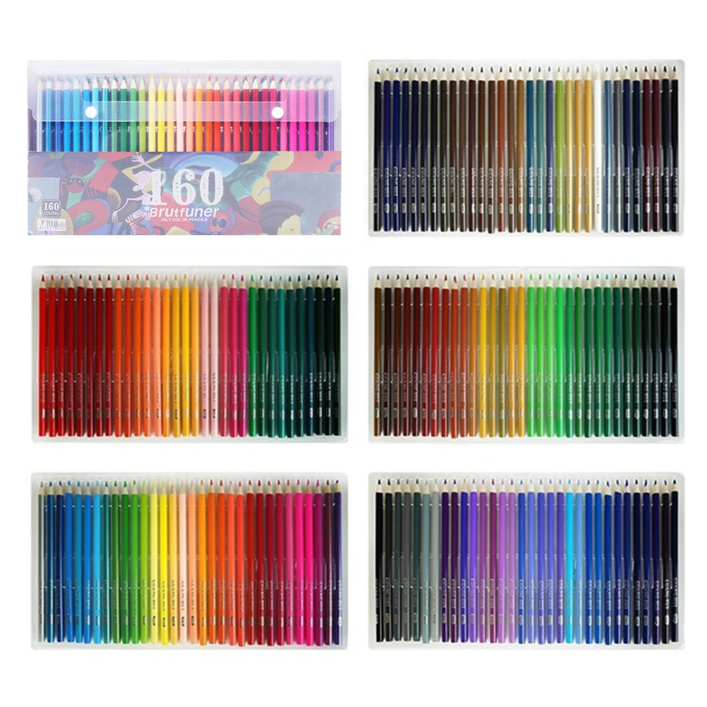 

120/136/160 Colors Wood Pencils Non-odour Comfortable Set Kids Student Drawing Sketching Painting Tool