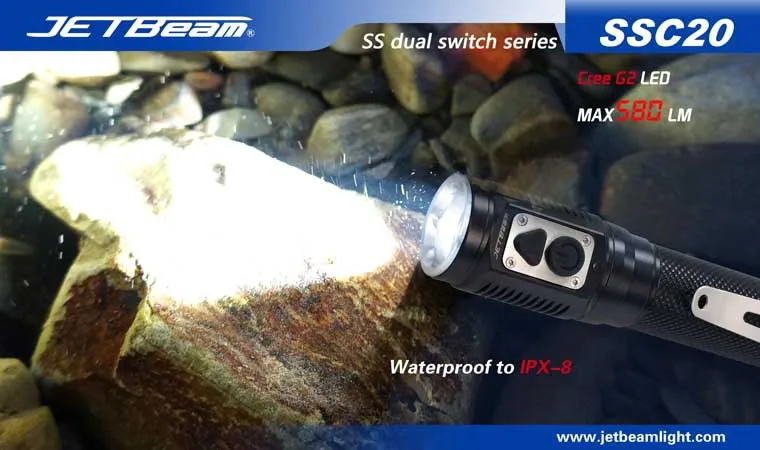 

Free Shipping Original JETBEAM SSC20 Cree G2 LED 580 lumens flashlight daily torch Compatible with CR123 18650 battery