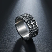 Vintage Punk Rock Christian Religion Cross Ring 316 L Stainless Steel For Men Father Jewelry Gift punk style layered stainless steel cross ring for men