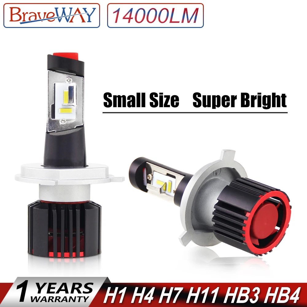 

BraveWay 2019 NEW Item Mini H4 LED Headlight H11 H7 LED Lamps for Car Light Bulb 9005 9006 HB3 HB4 H8 H7 LED Bulb 6500K 14000LM