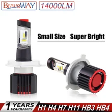 Buy BraveWay 2019 NEW Item Mini H4 LED Headlight H11 H7 LED Lamps for Car Light Bulb 9005 9006 HB3 HB4 H8 H7 LED Bulb 6500K 14000LM Free Shipping