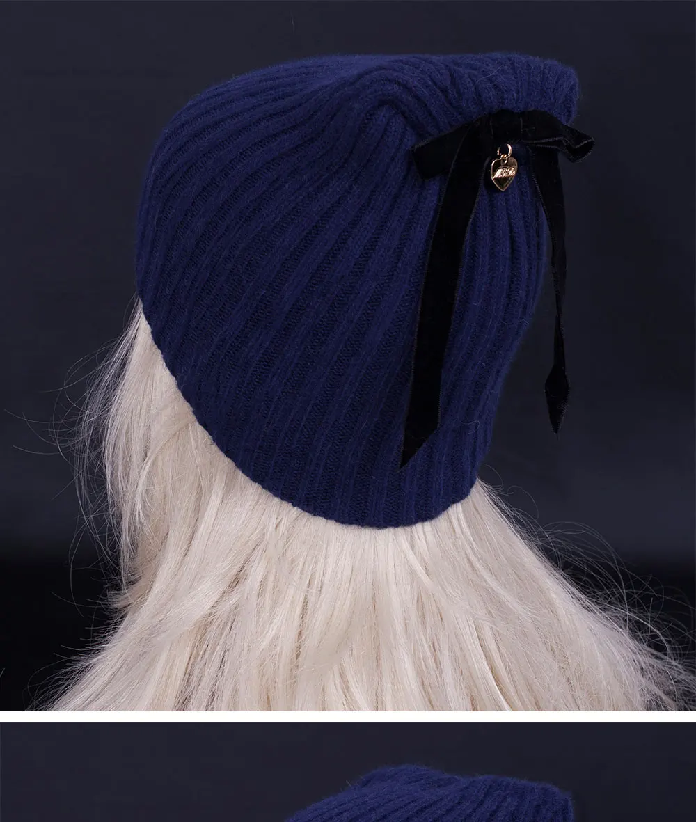 Новое поступление, зимние шапки из высококачественной шерсти. Личности бантом женские кашемировые шапки бини шапки Вязание шляпа/без полей для мужчин