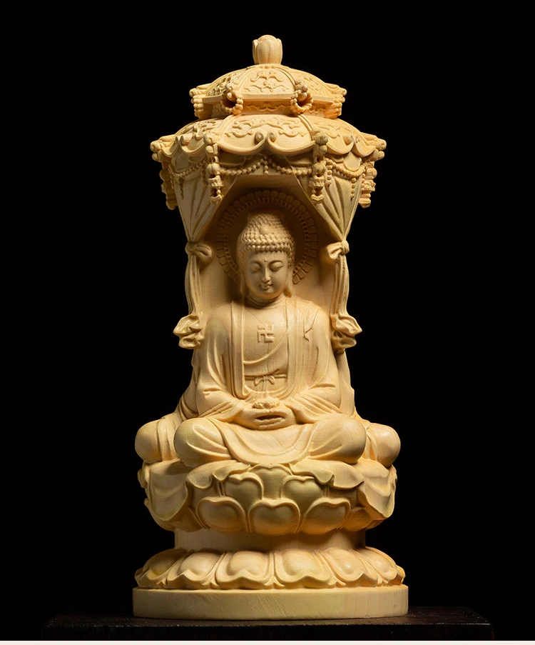 Три стороны Amitabha, Guanyin, Bodhisattva Buxus резьба по дереву Западная thress Gods деревянная домашняя статуя Будды твердые деревянные украшения