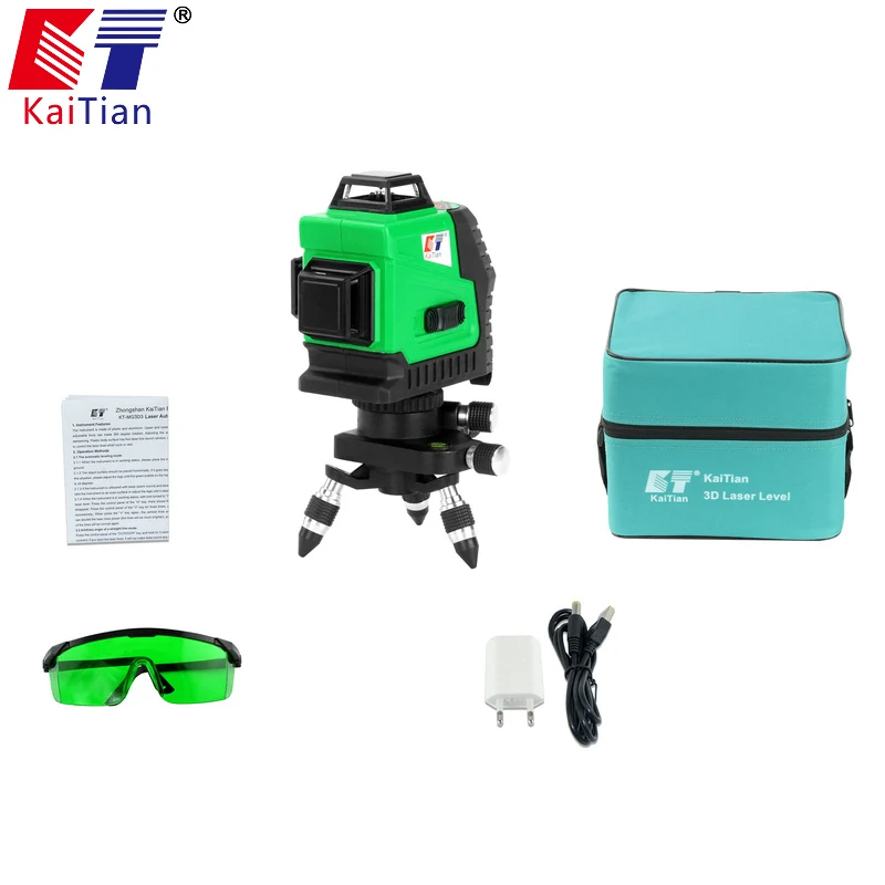 

Kaitian 3D Laser Level Green Self-Leveling 360 Horizontal And Vertical Cross 12 Lines Livella Laser Verde 532nm Laser Beam Line