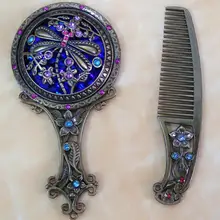 Butterflies handle small mirrors, antique mirrors, folding gift box boutique mirrors, flowers mirror Giving a comb