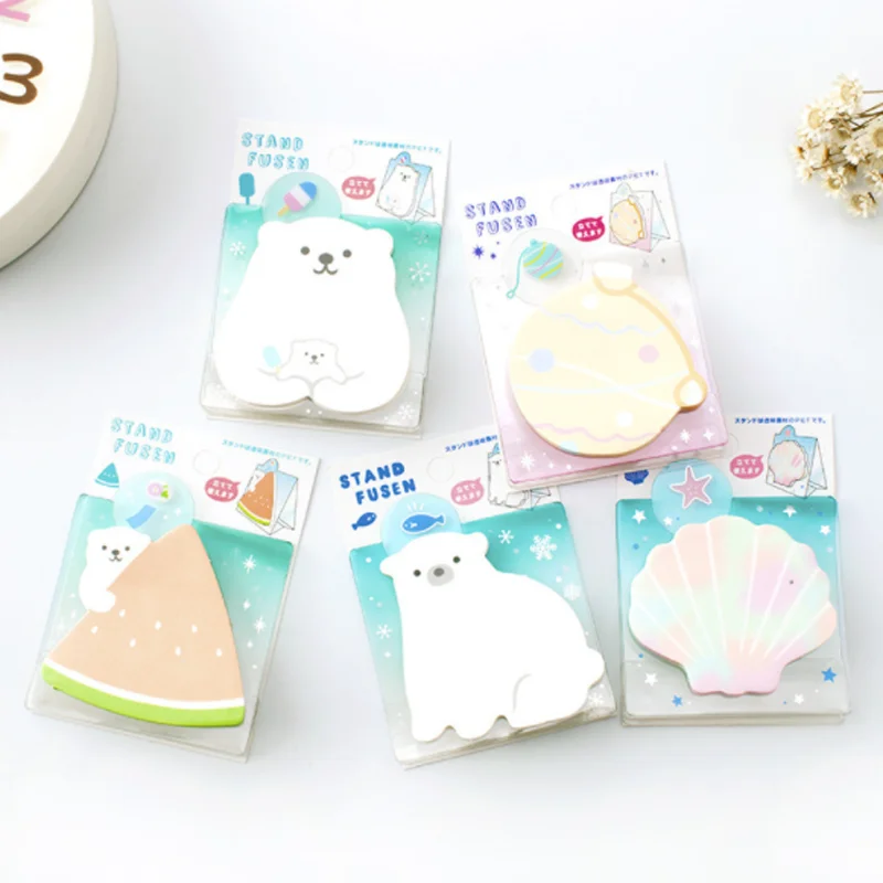 

30 Sheets/pack Lovely Kawaii Polar Bear Stand Style Sticky Notes Memo Pads School Office Supply Student Stationery Gifts
