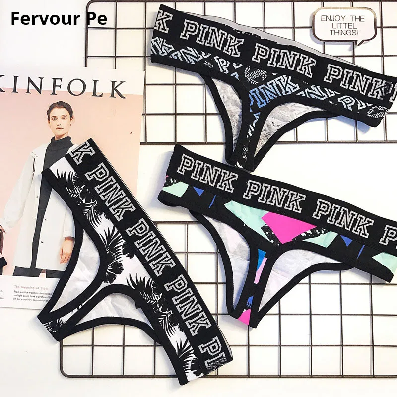 

Fervour pe Sexy Panties G-string Tidal current printing Women Thongs Low Waist Briefs Ladies' Thong M/L A19002